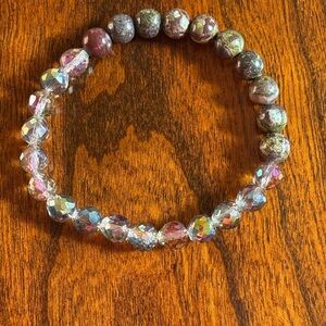 8mm Natural Dragon Blood Jasper & Faceted Glass Bead bracelet